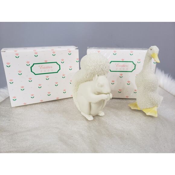 3 PIECE LOT Vintage Dept 56 Snowbabies Easter Squirrel 2 DUCKS Porcelain - Picture 1 of 6